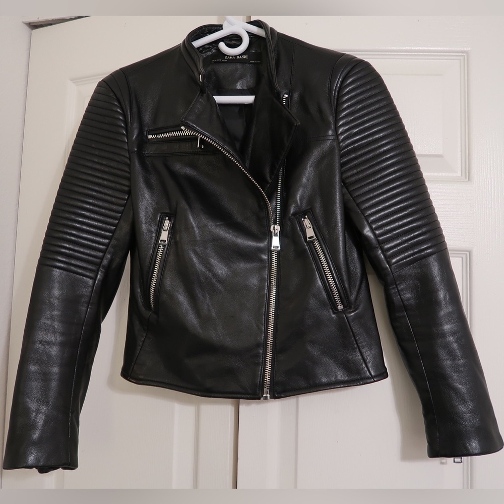 Zara Basic Leather Jacket - image 2
